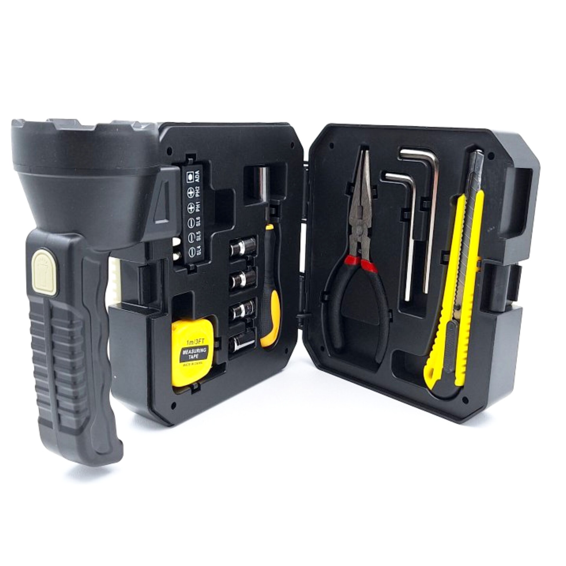 چراغ قوه و جعبه ابزار چندکاره با شارژر خورشیدی مدل C-7739